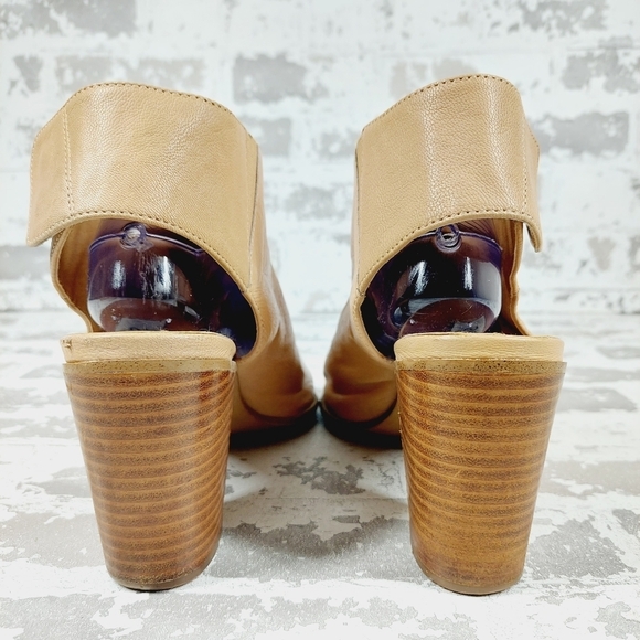 Steve Madden Nonstp Natural Leather Slip On Peep Toe Block Heel Booties O68 - Picture 6 of 13